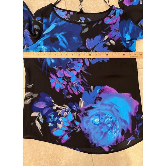 Adrianna Papell  black blue abstract top sz M - Picture 4 of 5